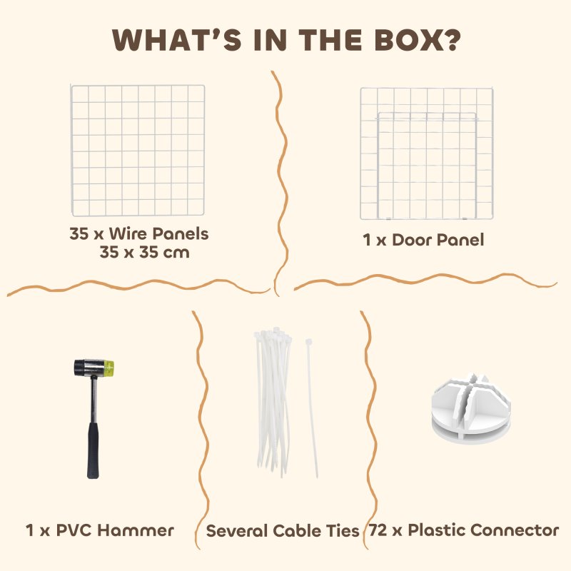 PawHut DIY Pet Playpen Metal Wire Fence Indoor Outdoor Rabbit Small Animals Cage 36 Panel Enclosure White