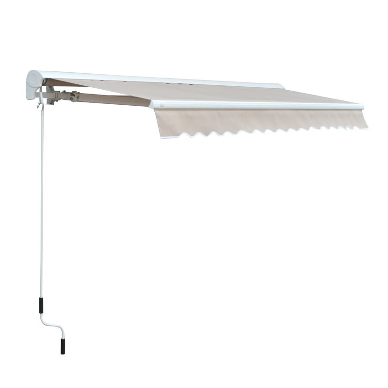 Outsunny 3.5 x 2.5m Electric Garden Door Awning Half Cassette Outdoor Retractable Canopy Patio Shelter w/ Remote Controller Cream White