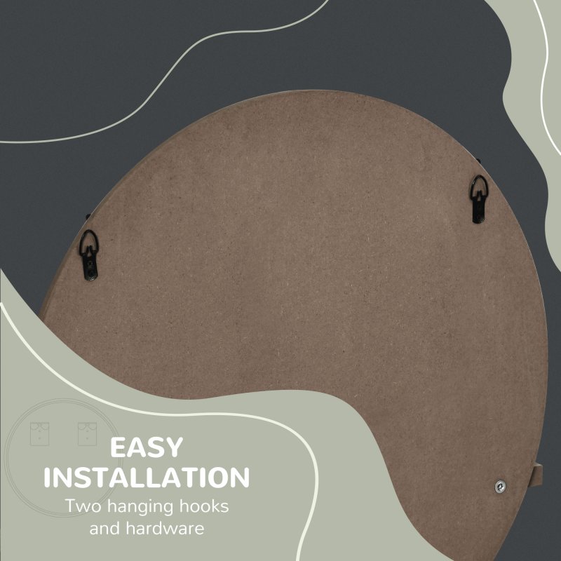 kleankin 45cm Wall Mounted Bathroom Mirror, Round Mirror with Shelf, Framed Makeup Mirror for Home Decoration