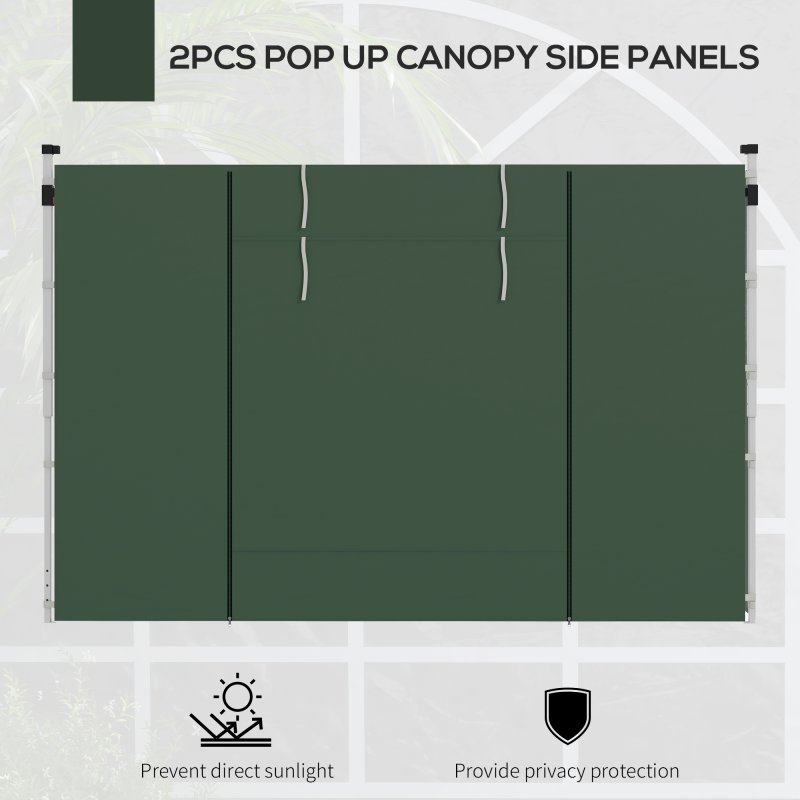 Outsunny Gazebo Side Panels with Windows and Doors, for 3x3(m) or 3x6m Pop Up Gazebo, 2 Pack Sides Replacement, Green