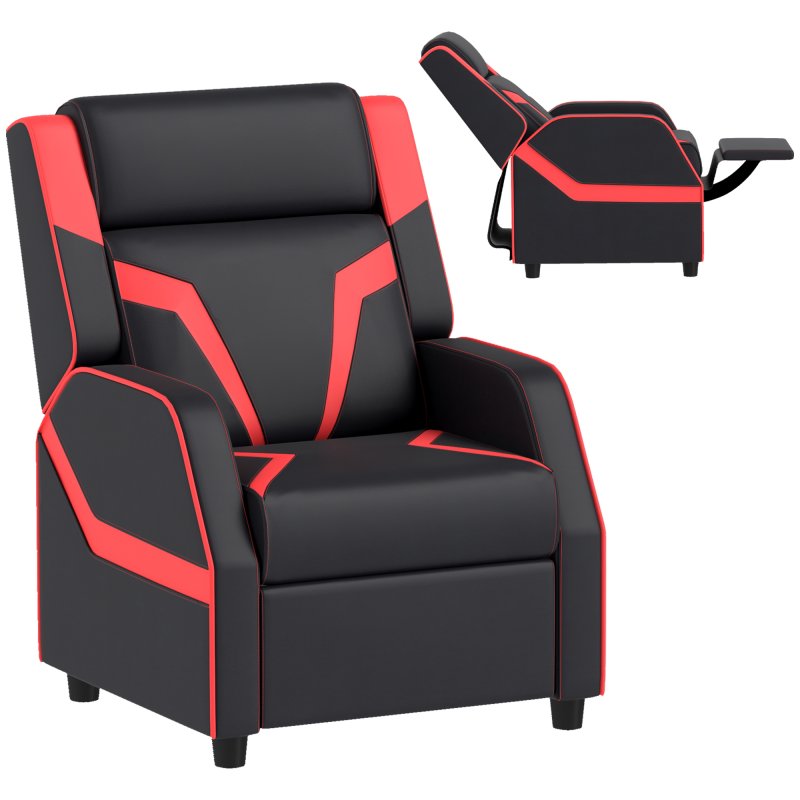 AIYAPLAY Kids Recliner, 2 in 1 Toddler Gaming Recliner with Backrest, Armrest, Footrest, PU Leather Lounge Armchair for Playroom, Bedroom, Kids Room, Black