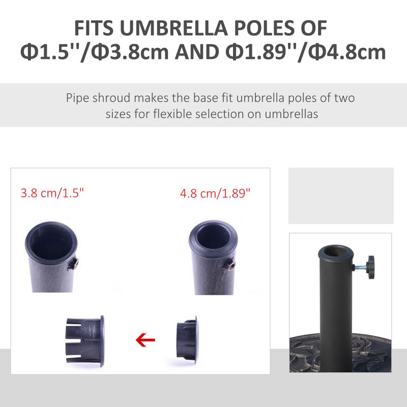 Outsunny 9kg Garden Parasol Base, Round Resin Cast Iron Effect Sun Umbrella Base, Outdoor Umbrella Stand for 38mm or 48mm Outdoor Umbrella Poles, Bronze Tone