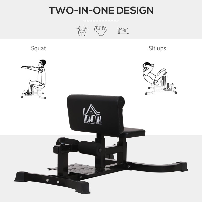 HOMCOM Squat Bench Trainer Sit Up Machine Multifunctional Equipment Abdomen and Leg Strength Indoor Household Fitness Device Black