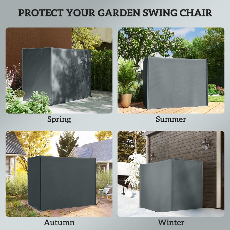 Outsunny 3 Seater Garden Swing Cover, Waterproof Swing Chair Cover, Windproof and Anti-UV 420D Outdoor Swing Bench Cover with Zip, 220 x 125 x 172cm, Grey