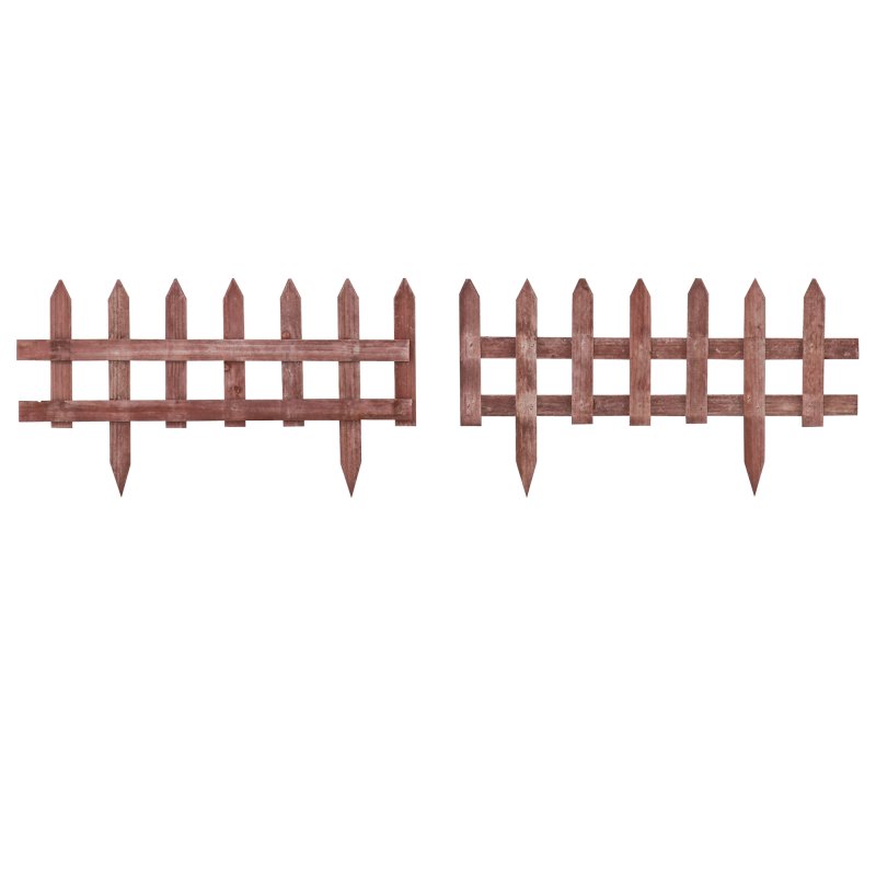 Outsunny Pack of 12 Wooden Border Fences, Garden Fixed Picket Fence for Lawn Edging, Flowerbed, 60L x 1D x 34H cm, Rustic Brown