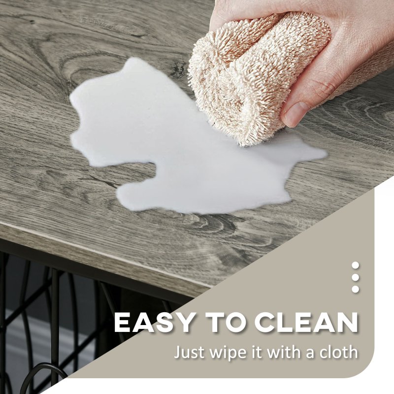 PawHut Dog Crate Furniture, Dog Cage End Table with Large Top, Soft Washable Cushion, Lockable Front Door, Wire Mesh Ventilation, Indoor Pet Crate for Large Sized, 100 x 60 x 74cm - Grey