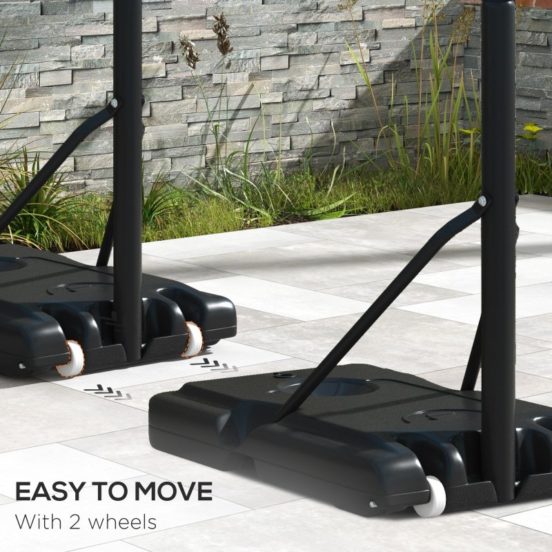 SPORTNOW Portable Basketball Hoop and Stand, Six-Level Height with Quick Lift, Shatter-Resistant Backboard and Wheels, Freestanding Basketball Hoop System for Junior, Adults - 2.35-3.05m