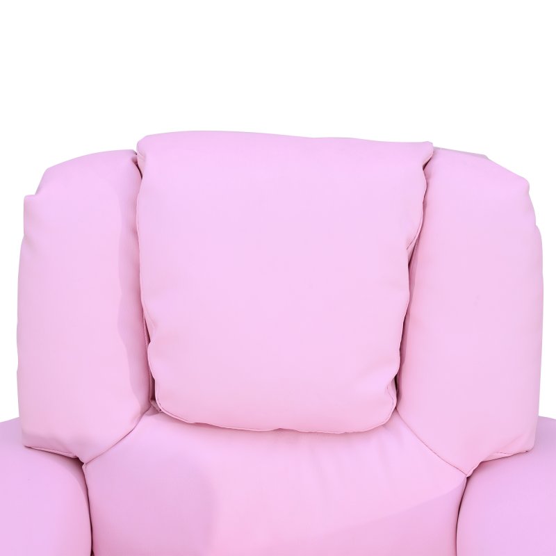 HOMCOM Kids Recliner, PU Leather Kids Armchair, Child Chair, Toddler Armchair with Adjustable Backrest, Footrest, Padded Headrest, Cup Holder, Pink