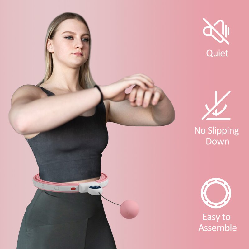 SPORTNOW Smart Weighted Hula Hoop for Adults, Hula Ring with 16 Detachable Knots, 360?? Auto-Rotating Ball and Digital Counter, Massage Hula Circle For Weight Loss, Pink