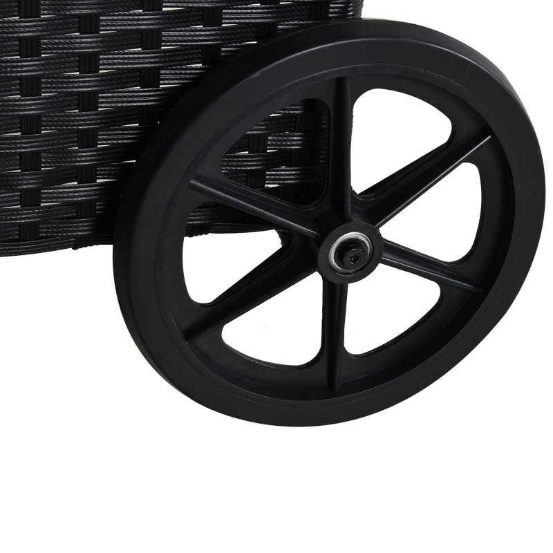 Outsunny 3 Pieces PE Rattan Patio Lounge Chair Set, Outdoor Recliner Lounge Chairs with Wheels, for Outside with Cushions, Headrest, Coffee Table for Garden, Poolside, Black