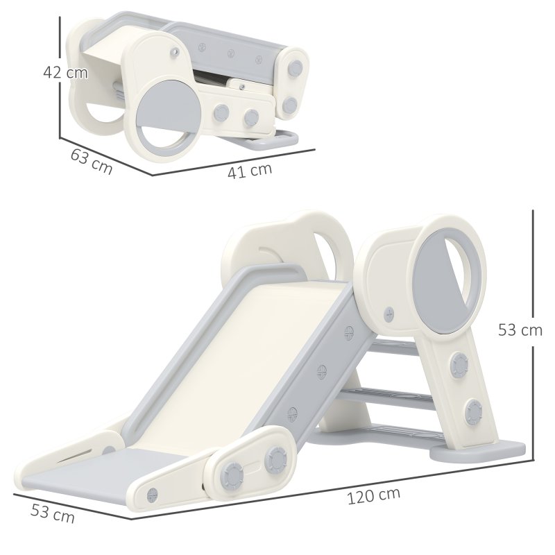 AIYAPLAY Kids Slide Freestanding Toddler Slide Foldable for Indoor Outdoor 1.5-3 Years Old, Grey