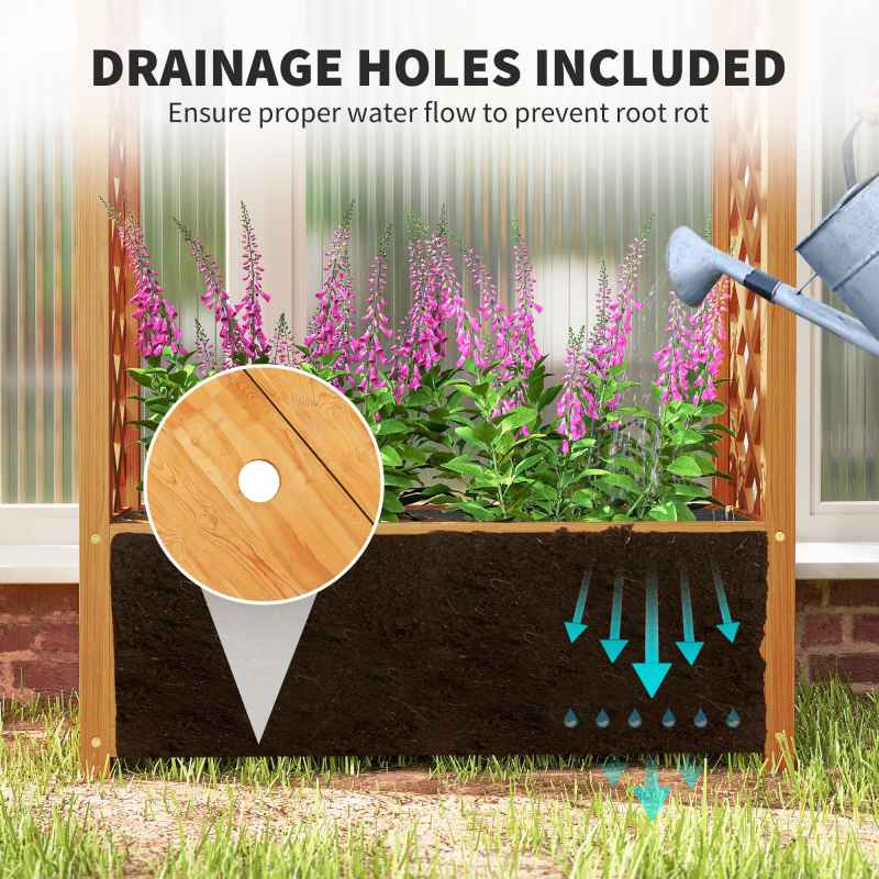 Outsunny Wooden Raised Garden Bed with Arch Trellis, Fabric Liner, Garden Planter Box with Drainage Holes, Trellis Planter for Vine Climbing Plants, Flowers, Herbs, Vegetables, 83 x 36 x 145 cm