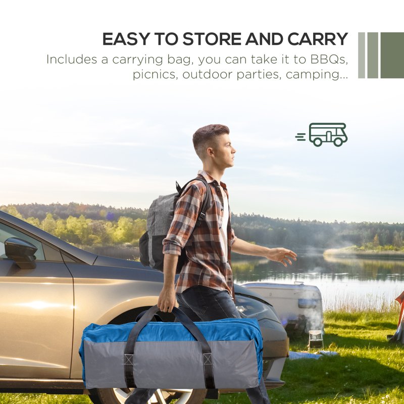 Outsunny 3.5 x 3.5M 6-8 Person Camping Gazebo, Outdoor Event Shelter Dome Tent Garden Sun Shelter Patio Spire Arc Pavilion Camp Sun Shade, Light Blue