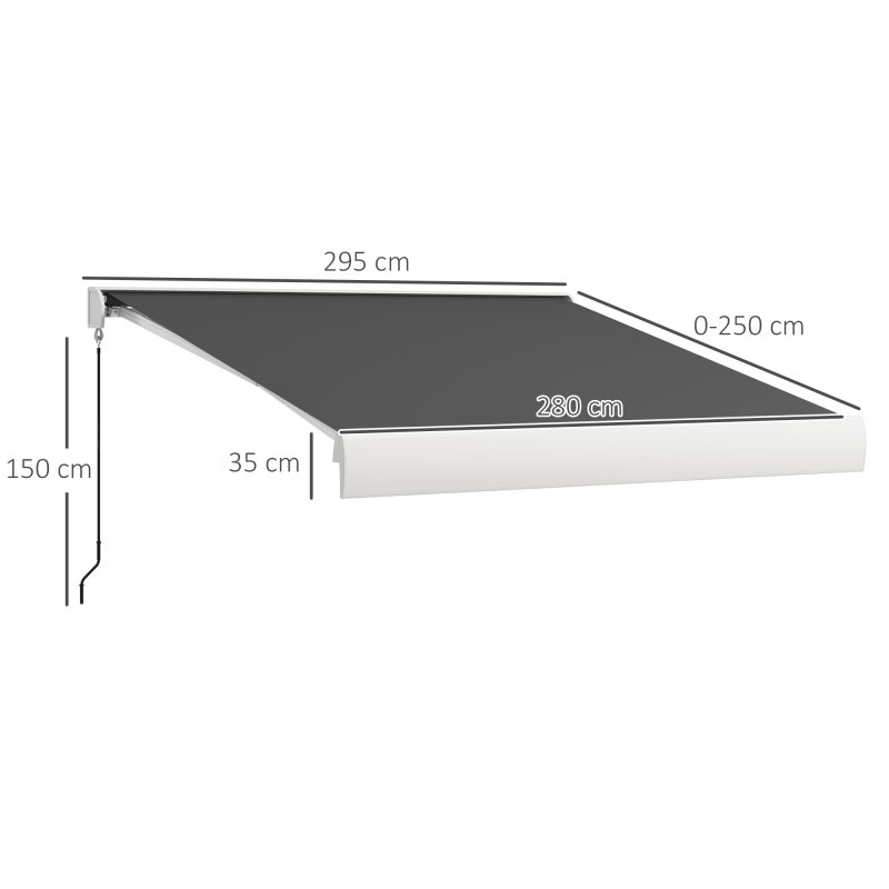Outsunny 3 x 2.5m Electric or Manual Retractable Awning, Half Cassette, with Remote Controller, Manual Crank Handle and Aluminium Frame, Sun Canopies for Patio Deck Door Window, Grey