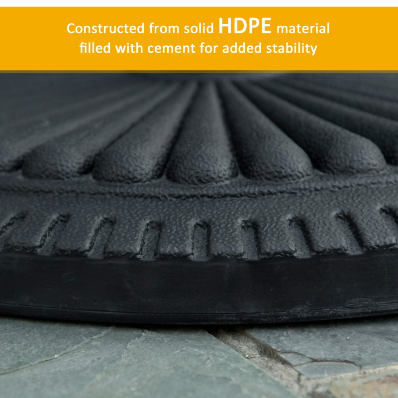 Outsunny 14kg Round Cement Parasol Base Umbrella Weight Stand Holder Fits 35mm, 38mm, 48mm Pole for Patio Outdoor Garden - Black
