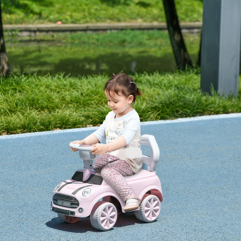 AIYAPLAY Ride On Car Foot To Floor Sliding Car Push Along Car with Air Horn, Anti-Over-Backwards Design, for Toddler from 18 to 36 Months - Pink
