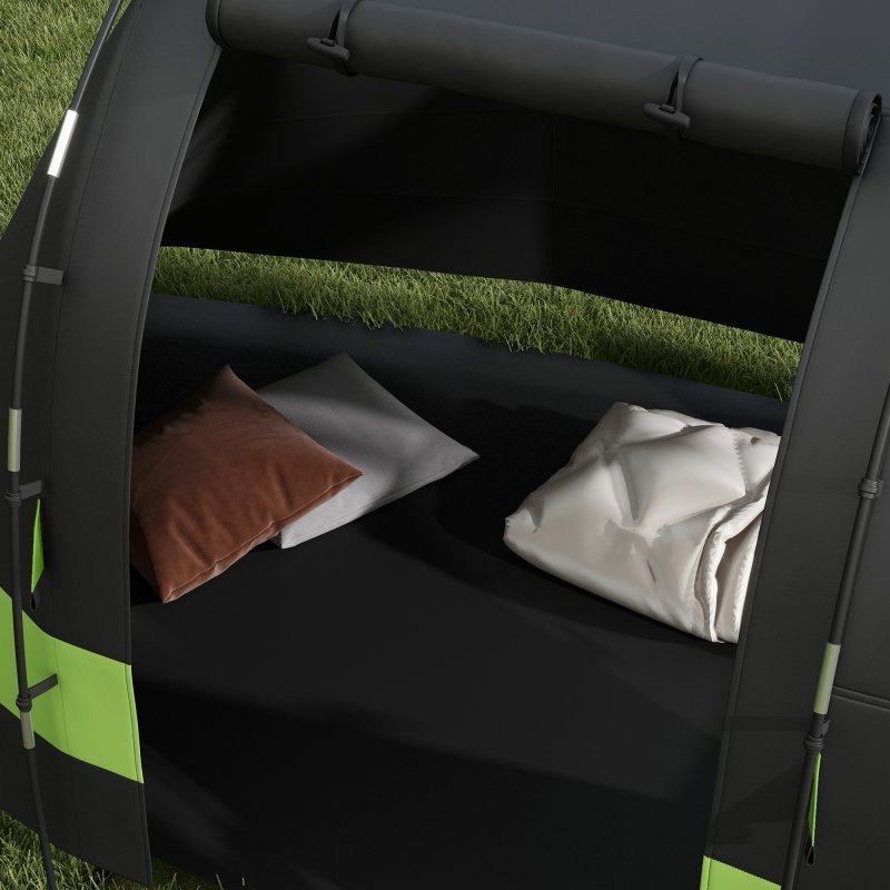 Outsunny Camping Tent, 4-5 Man Blackout Tent with Bedroom and Living Room, 3000mm Waterproof, Portable with Bag, for Fishing Hiking Festival, Black