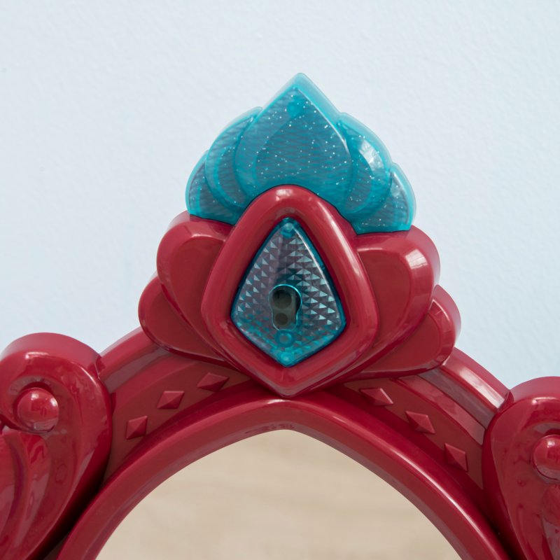 AIYAPLAY 31 Pieces Kids Dressing Table Set with Magical Princess Mirror, Music Lights, Makeup Accessories, Hair Dryer, Chair, Drawer for Ages 3-6 Years