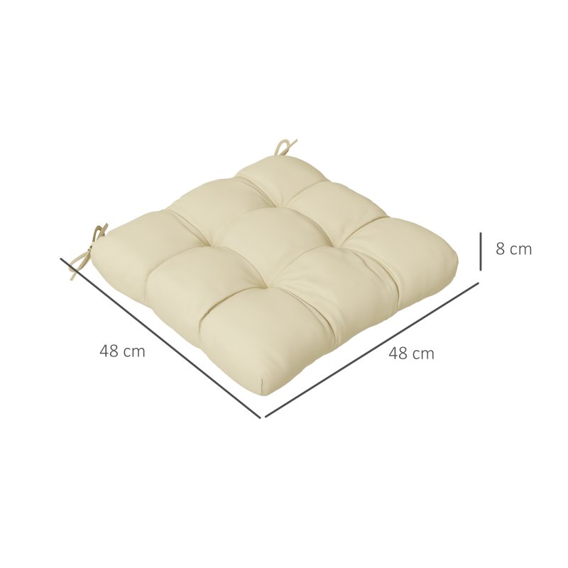 Outsunny Set of 4 Outdoor Seat Cushions with Ties, Water Repellent Seat Pads for Dining Chair, Swing, Sofa, 48 x 48 x 10 cm