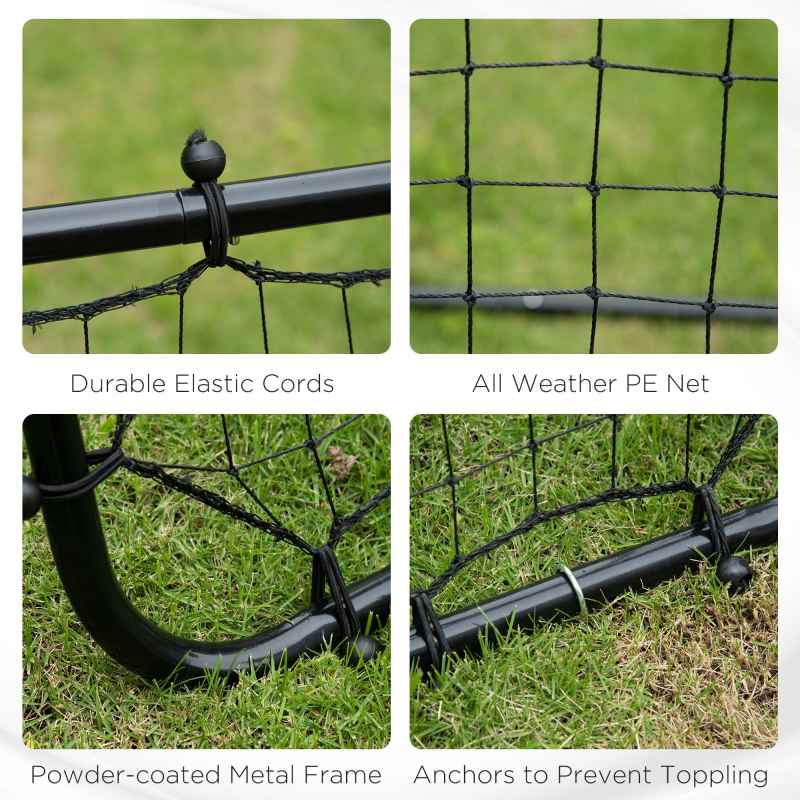 HOMCOM Rebounder Net Practise Kickback Target Goal with 5 Angles, for Teens, Adults, Softball, Football Training, Black