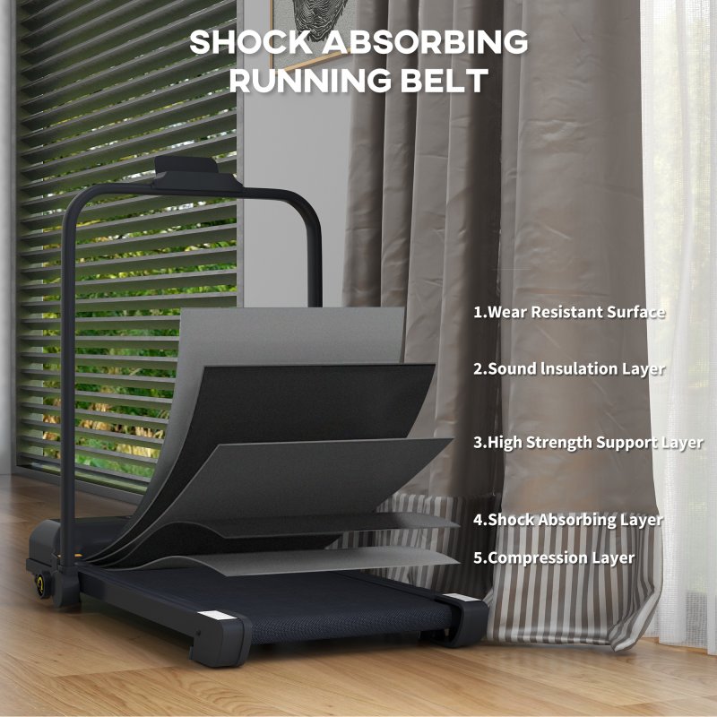 HOMCOM Walking Pad Treadmill, 2.5HP Folding Treadmill, Portable Under Desk Treadmill, Running Jogging Walking Machine, 1-10KM/H, with Remote Control and LED Display