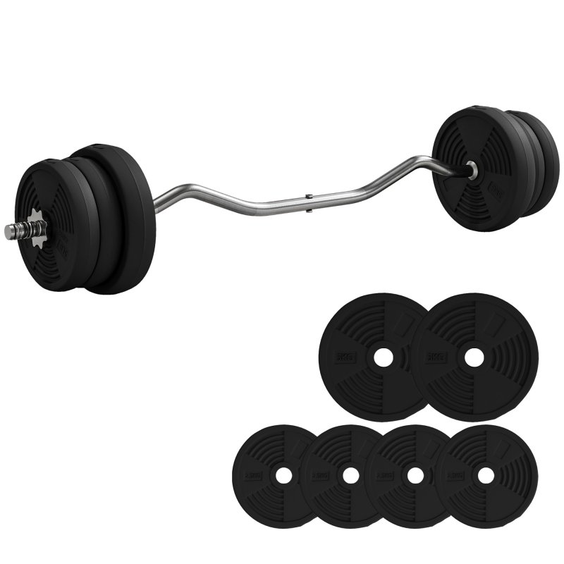 SPORTNOW 25kg Barbell Weights Set, Adjustable Gym Weights up to 80kg with 4ft Curl Bar and Non-slip Handle for Home Gym, Exercise, Weight Strength Training