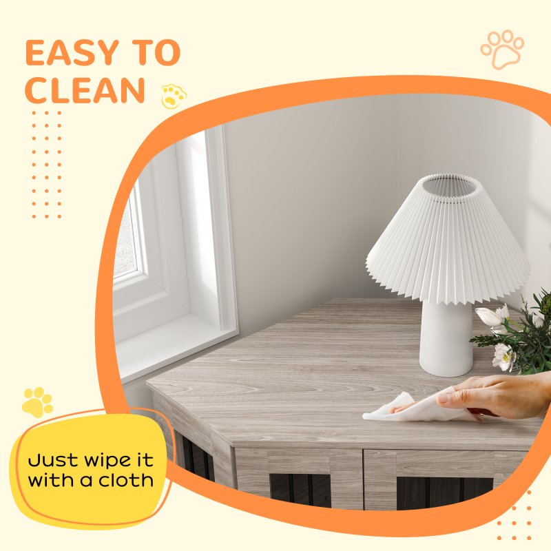 PawHut Dog Crate Furniture, Side Table Dog Kennel with Cushion, Large Door, for Medium Dogs - Walnut Brown