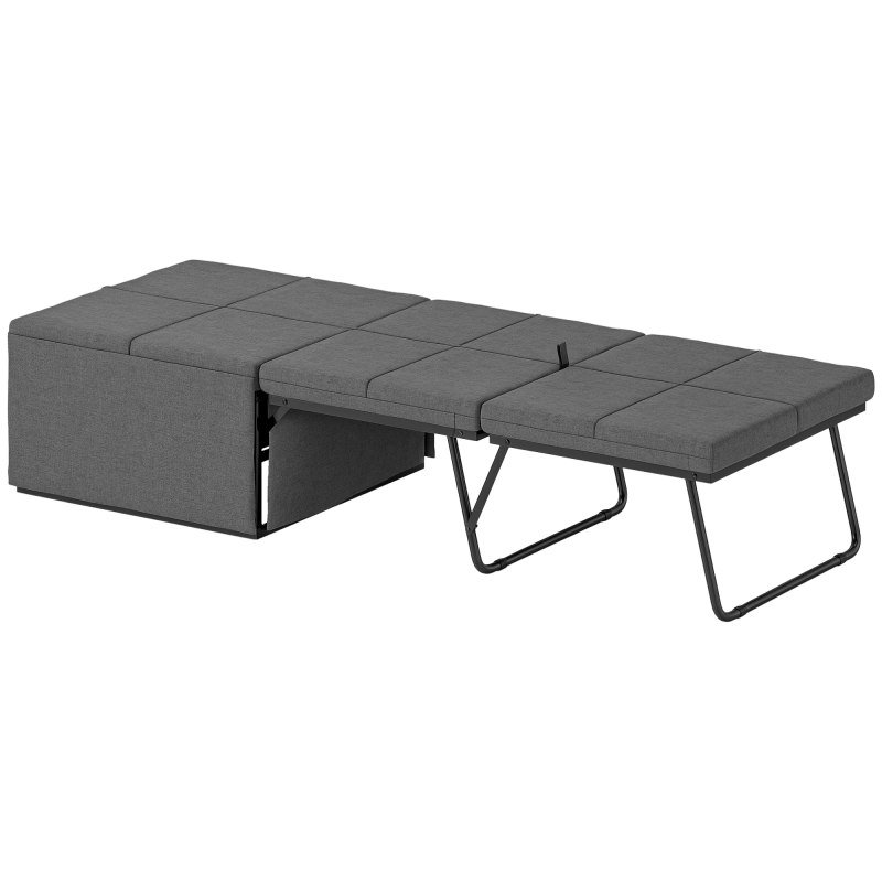 HOMCOM Folding Bed with Linen Sponge Mattress and Dust Cover, Foldable Guest Bed Compact Single Bed with Metal Frame, 69 x 181.5 cm, Grey