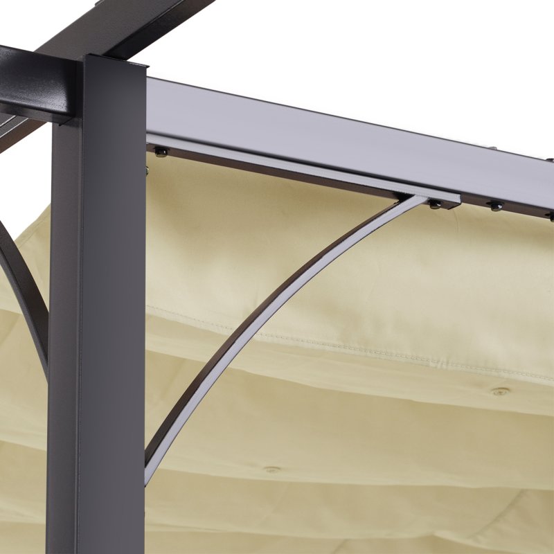 Outsunny 3 x 3(m) Metal Retractable Pergola, Garden Gazebo Metal Pergola Canopy Outdoor Sun Shade Shelter for Party BBQ, Beige