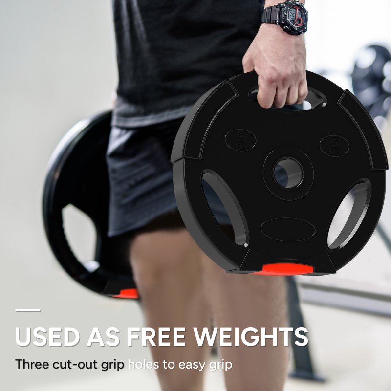 SPORTNOW Olympic Weight Plates Set, Barbell Plates Disc with 1" Holes, for Home Gym, Weight Lifting Strength Training, 2 x 10kg, 2 x 5kg, Black