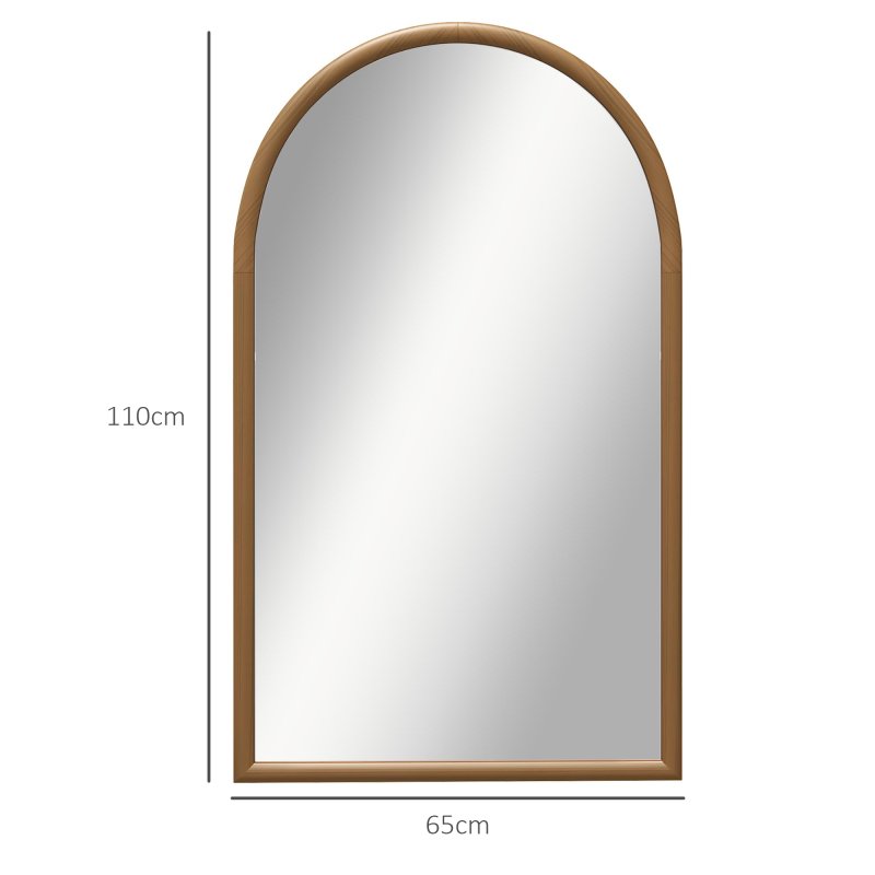 HOMCOM Arched Wall Mirror, 110 x 65 cm Arch Mirror for Living Room, Bedroom, Hallway, Dark Brown