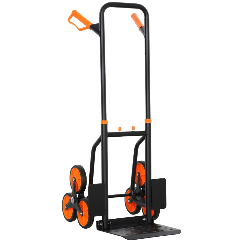DURHAND Steel Folding Hand Truck, Heavy Duty Foldable Trolley on Wheels, Multi-Purpose Sack Truck Moving Trolley, 120kg, Orange