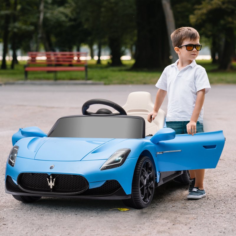 AIYAPLAY Maserati MC20 Licensed 12V Electric Car for Kids with Remote Control, Kids' Electric Ride on with Slow Start, LED Lights, Music, Horn, Spring Suspension, for 3-6 Years, Blue