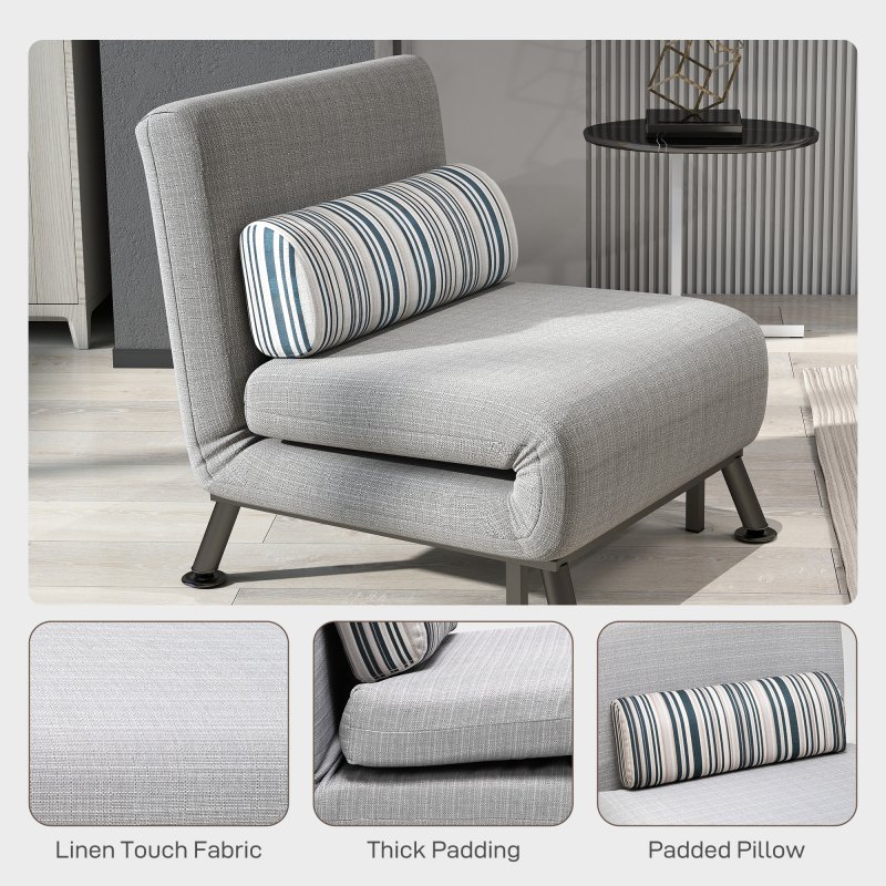 HOMCOM Single Sofa Bed, 1 Person Sleeper Foldable Lounge with Pillow