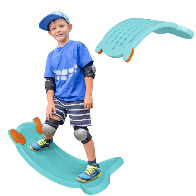AIYAPLAY Balance Board Kids, Wobble Board Kids Seesaw Rock, Toddler Curved Balance Board for Balance Training & Sensory Play, Light Blue
