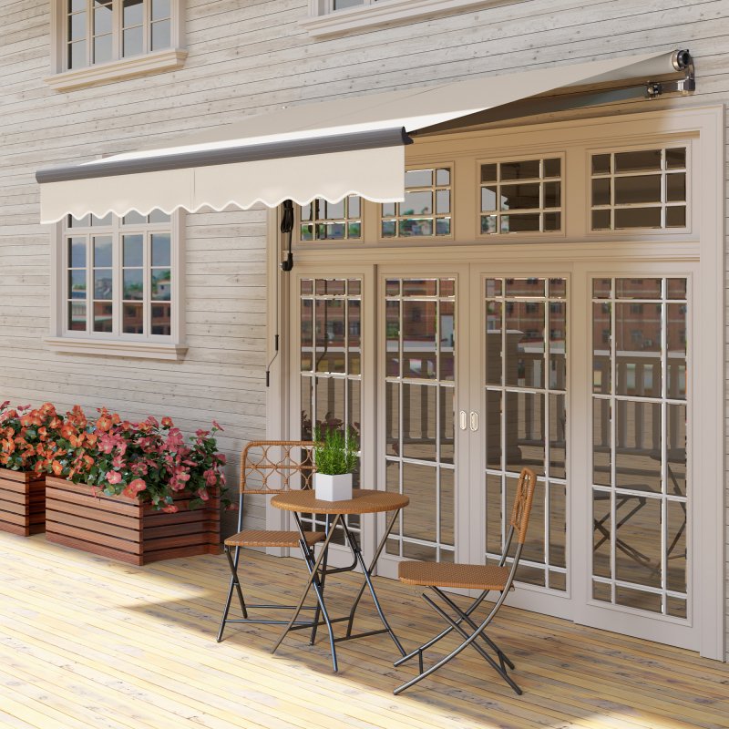 Outsunny 3 x 2.5m Electric Awning with Remote Controller, Aluminium Frame DIY Retractable Awning, UV30+ Sun Shade Canopy for Garden Patio Deck Door Window, Beige
