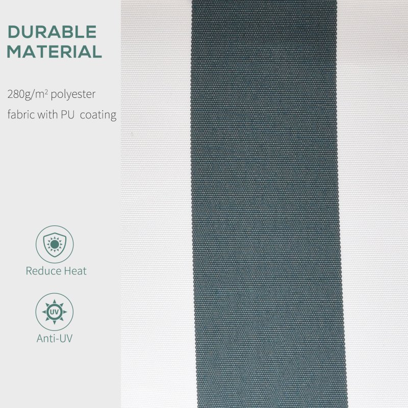 Outsunny 2.5m x 2m Garden Patio Manual Awning Canopy Sun Shade Shelter Retractable with Winding Handle Green and White