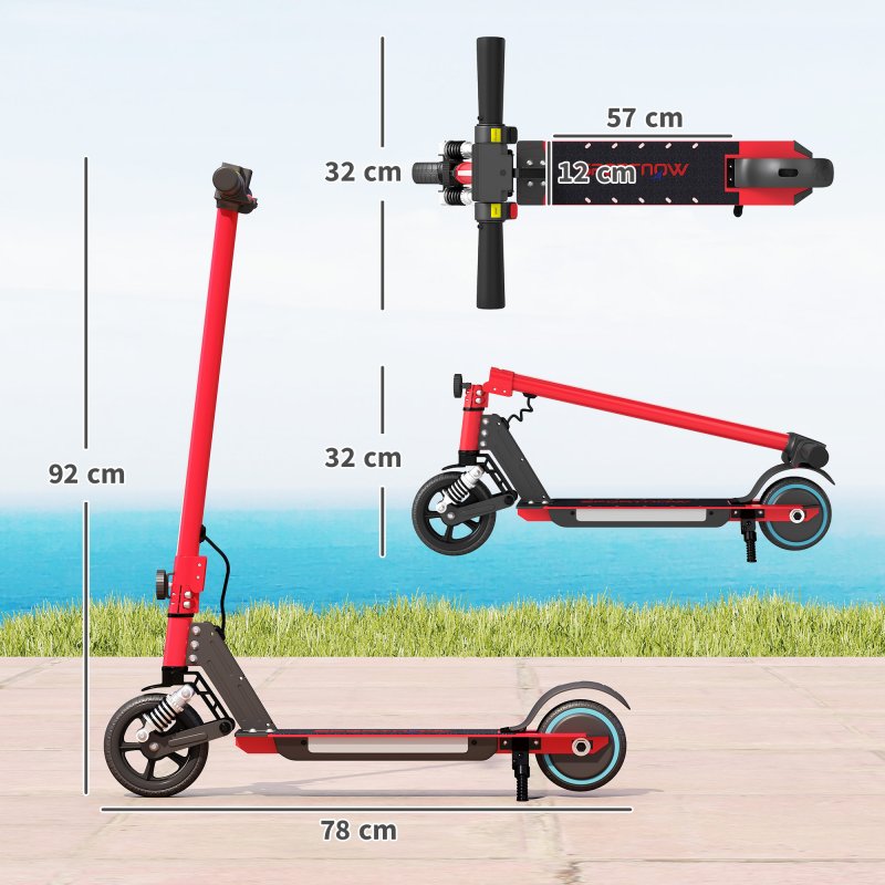 SPORTNOW Electric Scooter for Kids, Folding E Scooter for Age 6-14 with Dual Brakes, Up to 14 KM/H, Maximum Range 6 KM, 6.8kg Lightweight, Front Suspension, LED Colourful Lights, Black