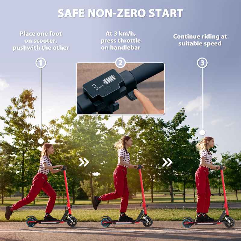 SPORTNOW Electric Scooter for Kids, Folding E Scooter for Age 6-14 with Dual Brakes, Up to 14 KM/H, Maximum Range 6 KM, 6.8kg Lightweight, Front Suspension, LED Colourful Lights, Black