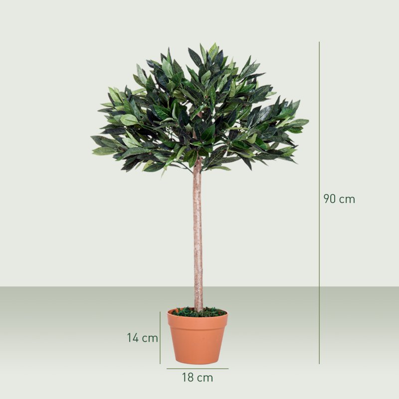 Outsunny 3ft Artificial Olive Tree Indoor Plant Greenery for Home Office Potted in An Orange Pot