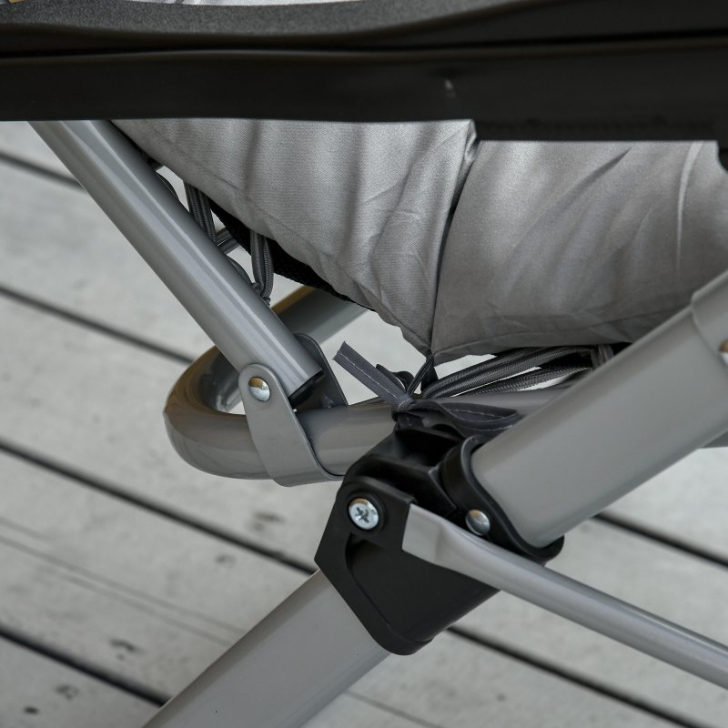 Outsunny 2 Piece Reclining Zero Gravity Chair Metal Frame Folding Garden Sun Lounger with Cushion Headrest, Light Grey