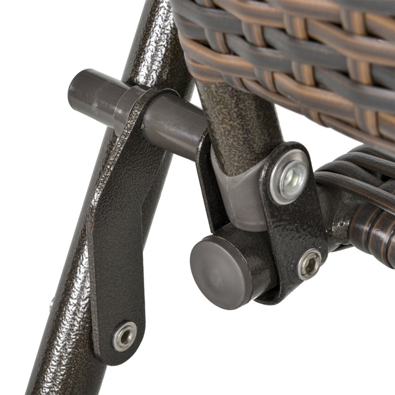 Outsunny Folding Garden Chairs Set of 2, PE Rattan Garden Dining Chairs with Armrests, High Back and Steel Frame, Weather Resistant Outdoor Dining Furniture for Patio, Balcony, Brown