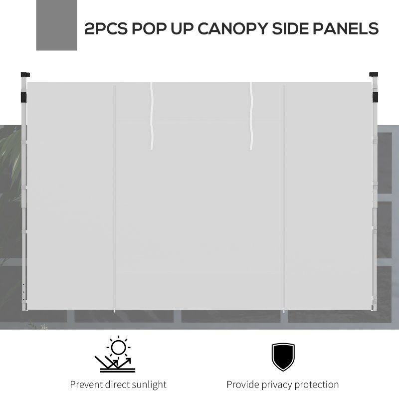 Outsunny Gazebo Side Panels with Windows and Doors, for 3x3(m) or 3x6m Pop Up Gazebo, 2 Pack Sides Replacement, White