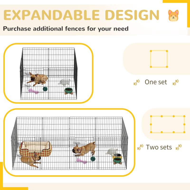 PawHut Dog Pen, 8 Panel Dog Playpen, DIY Design with Door, for Medium Dogs, Puppies, Small Animals, for Indoor/Outdoor Use, 76cm High