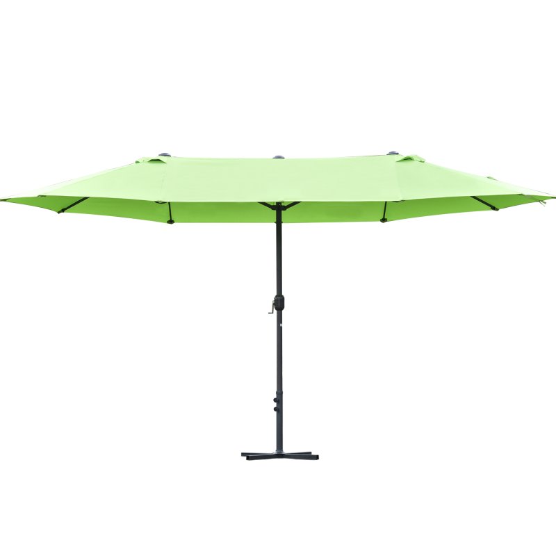 Outsunny 4.6m Garden Parasol Double-Sided Sun Umbrella Patio Market Shelter Canopy Shade Outdoor with Cross Base - Green