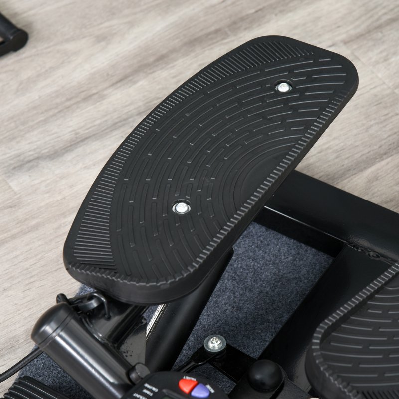 HOMCOM Portable Mini Stepper, Exercise Fitness Machine for Legs Arms Thigh Toner Toning Machine, Stair Steps Workout Training Fitness, w/ Resistance Bands and Floor Mat, Black