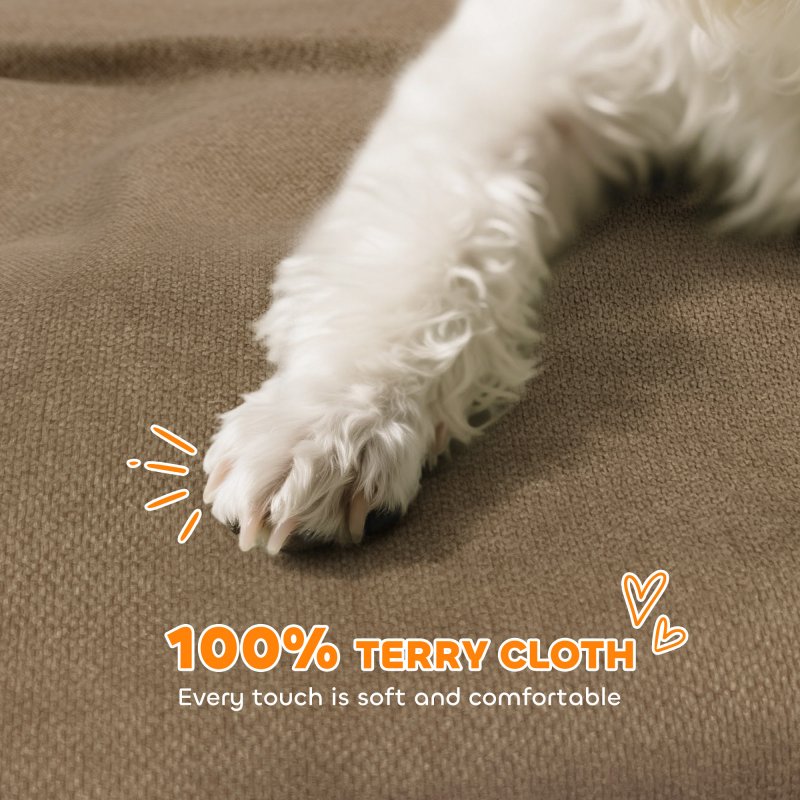 PawHut Dog Sofa Bed, Elevated Cat Sofa with Backrest and Armrest, Breathable Pet Lounge for Indoor Small Dogs, Brown