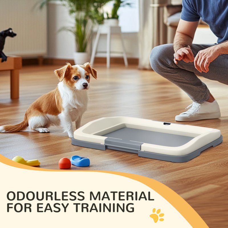PawHut Dog Toilet Tray, Dog Litter Pee Pad Tray for Training Dogs, Dog Potty Tray Puppy Tray Pad Holder for Indoor, Balcony, Outdoor, 46.5 x 34 x 5.5cm