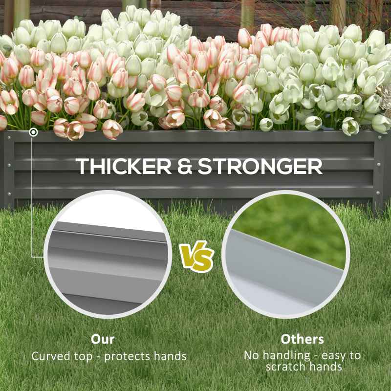 Outsunny 216L Rectangle Raised Garden Bed Box with Weatherized Steel Frame for Vegetables, Flowers and Herbs, 120 x 60 x 30.5cm, Light Grey