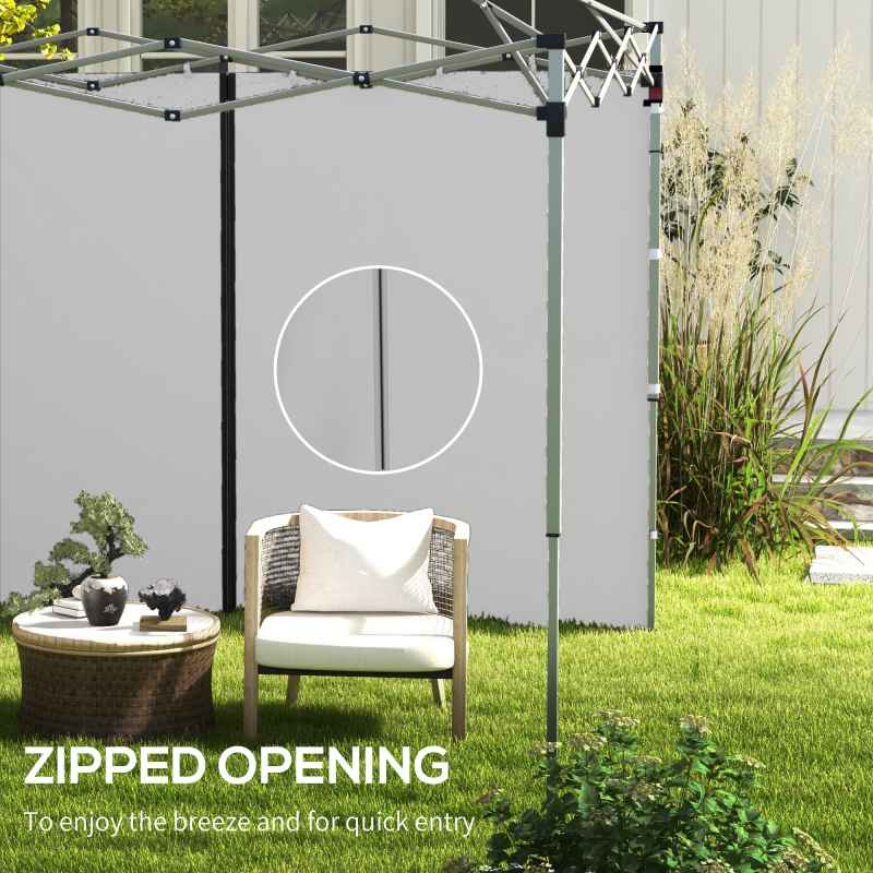 Outsunny Gazebo Side Panels with Zipped Doors, for 3x3 m or 3x6 m Pop Up Gazebo, 2 Pack Sides Replacement, Light Grey